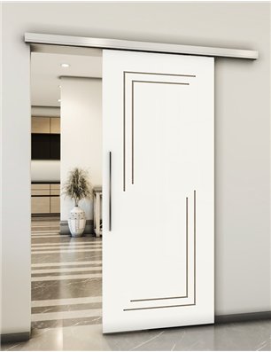 Holzschiebetür Slim-Line - Eiche und Weiss  Model 1065