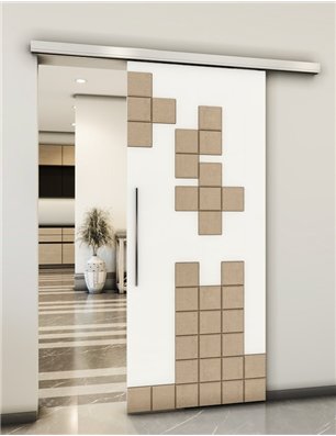 Holzschiebetür Slim-Line - Eiche und Weiss  Model 1081