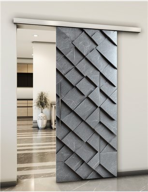 Holzschiebetür Slim-Line - Beton und Stein  Model 1006