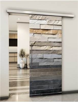 Holzschiebetür Slim-Line - Beton und Stein  Model 1017
