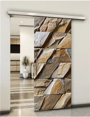 Holzschiebetür Slim-Line - Beton und Stein Model 1024