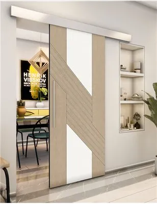 Holzschiebetür Eco-Line - Eiche und Weiss Model 2019