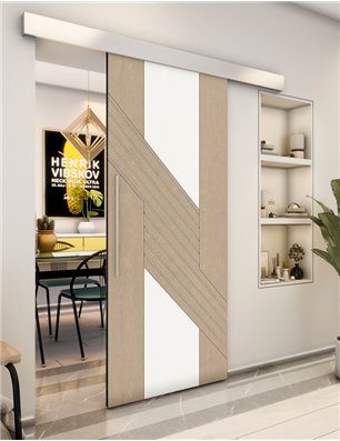 Holzschiebetür Eco-Line - Eiche und Weiss  Model 2019