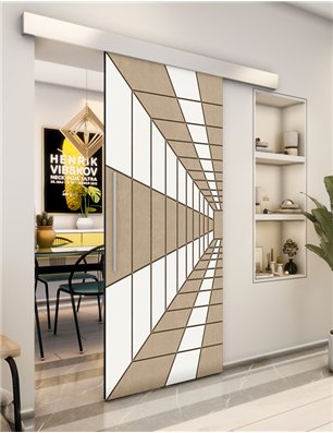 Holzschiebetür Eco-Line - Eiche und Weiss  Model 2034