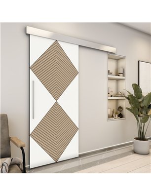 Holzschiebetür Eco-Line - Eiche und Weiss  Model 2054