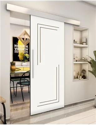 Holzschiebetür Eco-Line - Eiche und Weiss Model 2065