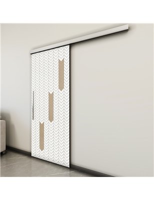 Holzschiebetür Slim-Line - Eiche und Weiss  Model 2043