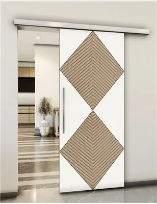 Holzschiebetür Slim-Line - Eiche und Weiss Model 2054