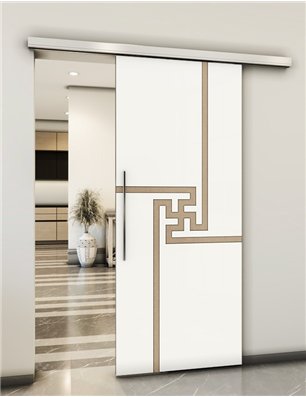 Holzschiebetür Slim-Line - Eiche und Weiss  Model 2071