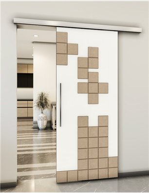 Holzschiebetür Slim-Line - Eiche und Weiss  Model 2081