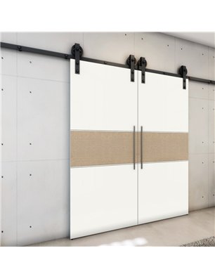 Holzschiebetür Barn-Line - Eiche und Weiss  Model 3032-3