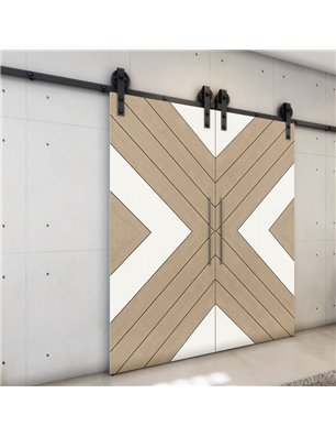 Holzschiebetür Barn-Line - Eiche und Weiss  Model 3038-3