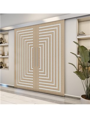 Holzschiebetür Eco-Line - Eiche und Weiss  Model 3001-2