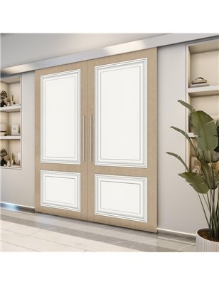 Holzschiebetür Eco-Line - Eiche und Weiss  Model 3004-2