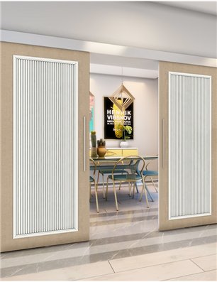 Holzschiebetür Eco-Line - Eiche und Weiss  Model 3005