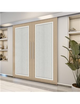 Holzschiebetür Eco-Line - Eiche und Weiss  Model 3005-2