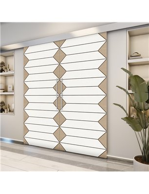 Holzschiebetür Eco-Line - Eiche und Weiss  Model 3008-2