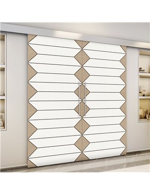 Holzschiebetür Eco-Line - Eiche und Weiss  Model 3008-3