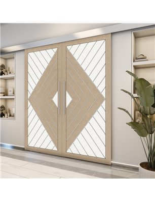 Holzschiebetür Eco-Line - Eiche und Weiss  Model 3009-2
