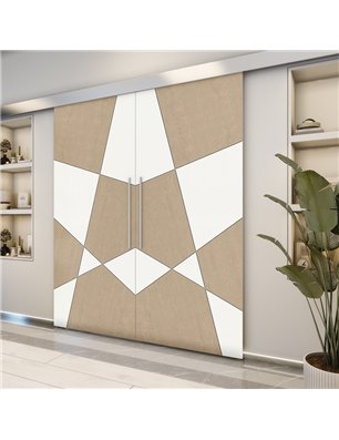 Holzschiebetür Eco-Line - Eiche und Weiss  Model 3011-2