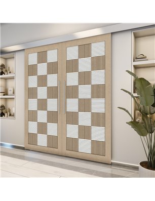 Holzschiebetür Eco-Line - Eiche und Weiss  Model 3015-2