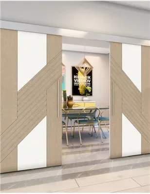 Holzschiebetür Eco-Line - Eiche und Weiss Model 3019