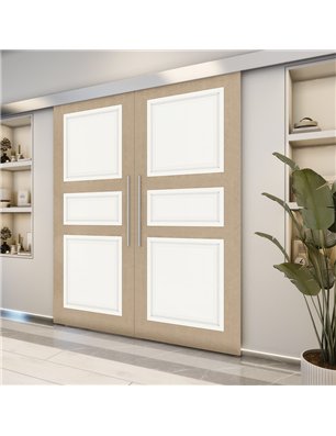 Holzschiebetür Eco-Line - Eiche und Weiss  Model 3021-2