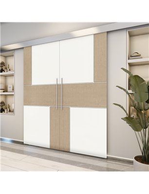 Holzschiebetür Eco-Line - Eiche und Weiss  Model 3027-2