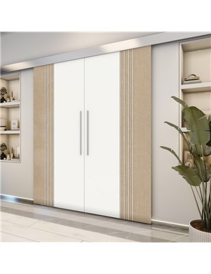 Holzschiebetür Eco-Line - Eiche und Weiss  Model 3028-2