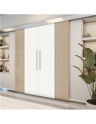 Holzschiebetür Eco-Line - Eiche und Weiss  Model 3028-2