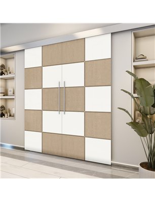 Holzschiebetür Eco-Line - Eiche und Weiss  Model 3029-2