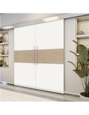 Holzschiebetür Eco-Line - Eiche und Weiss  Model 3032-2