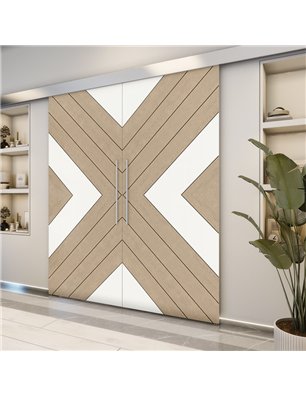 Holzschiebetür Eco-Line - Eiche und Weiss  Model 3038-2