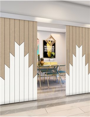 Holzschiebetür Eco-Line - Eiche und Weiss  Model 3039