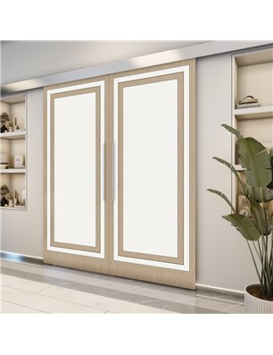 Holzschiebetür Eco-Line - Eiche und Weiss  Model 3041-2