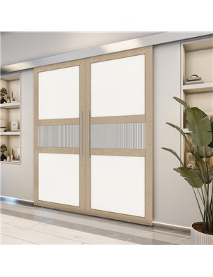 Holzschiebetür Eco-Line - Eiche und Weiss  Model 3042-2