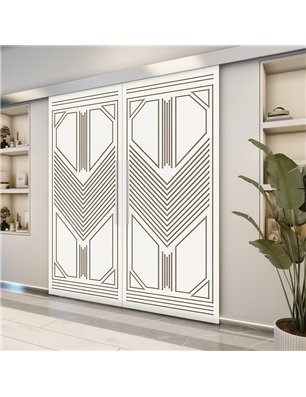Holzschiebetür Eco-Line - Eiche und Weiss  Model 3048-2