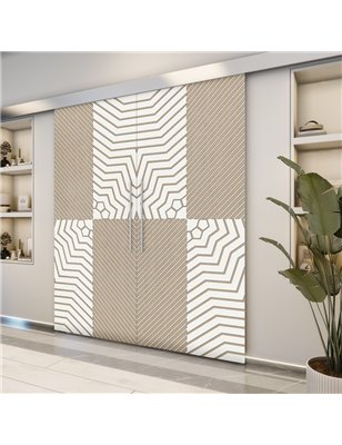 Holzschiebetür Eco-Line - Eiche und Weiss  Model 3050-2