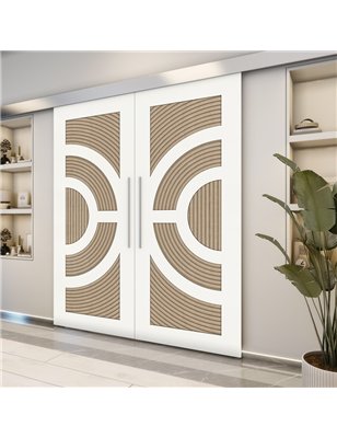Holzschiebetür Eco-Line - Eiche und Weiss  Model 3051-2