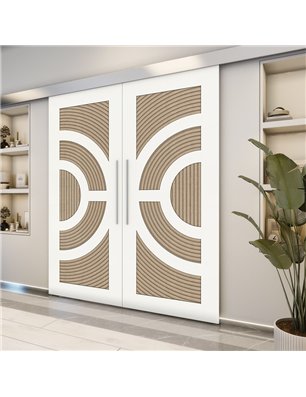 Holzschiebetür Eco-Line - Eiche und Weiss  Model 3051-2