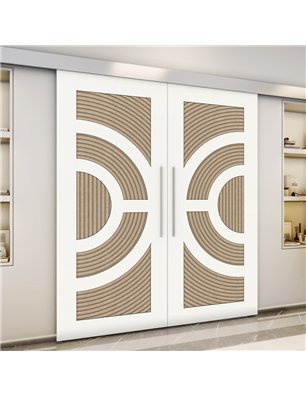 Holzschiebetür Eco-Line - Eiche und Weiss  Model 3051-3