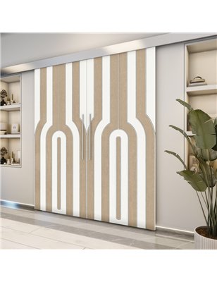 Holzschiebetür Eco-Line - Eiche und Weiss  Model 3056-2