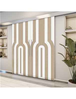 Holzschiebetür Eco-Line - Eiche und Weiss  Model 3056-2