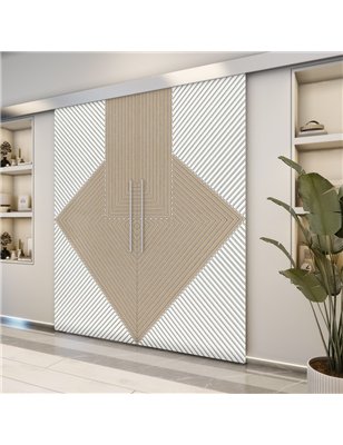 Holzschiebetür Eco-Line - Eiche und Weiss  Model 3058-2