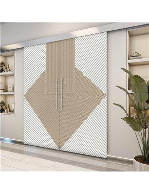 Holzschiebetür Eco-Line - Eiche und Weiss  Model 3058-2