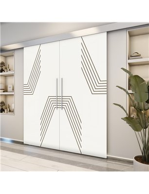Holzschiebetür Eco-Line - Eiche und Weiss  Model 3060-2