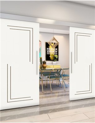 Holzschiebetür Eco-Line - Eiche und Weiss  Model 3065