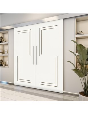 Holzschiebetür Eco-Line - Eiche und Weiss  Model 3065-2