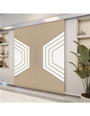 Holzschiebetür Eco-Line - Eiche und Weiss  Model 3072-2