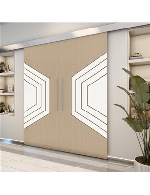 Holzschiebetür Eco-Line - Eiche und Weiss  Model 3072-2